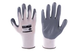 LOBSTER 101125 Rukavice NYLON vel.8 bílo/šedé GLONI - Nylonové pracovní rukavice máčené v nitrilu, bílo/šedé vel.8. LOBSTER